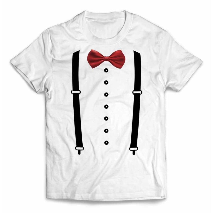 キッズ Tシャツ 半袖 サスペンダー 蝶ネクタイ スーツ シャツ だまし絵