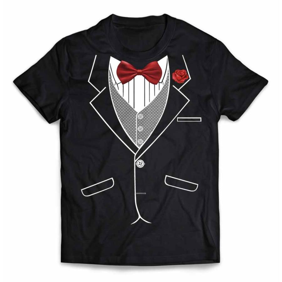 キッズ Tシャツ 半袖 タキシード 蝶ネクタイ スーツ だまし絵