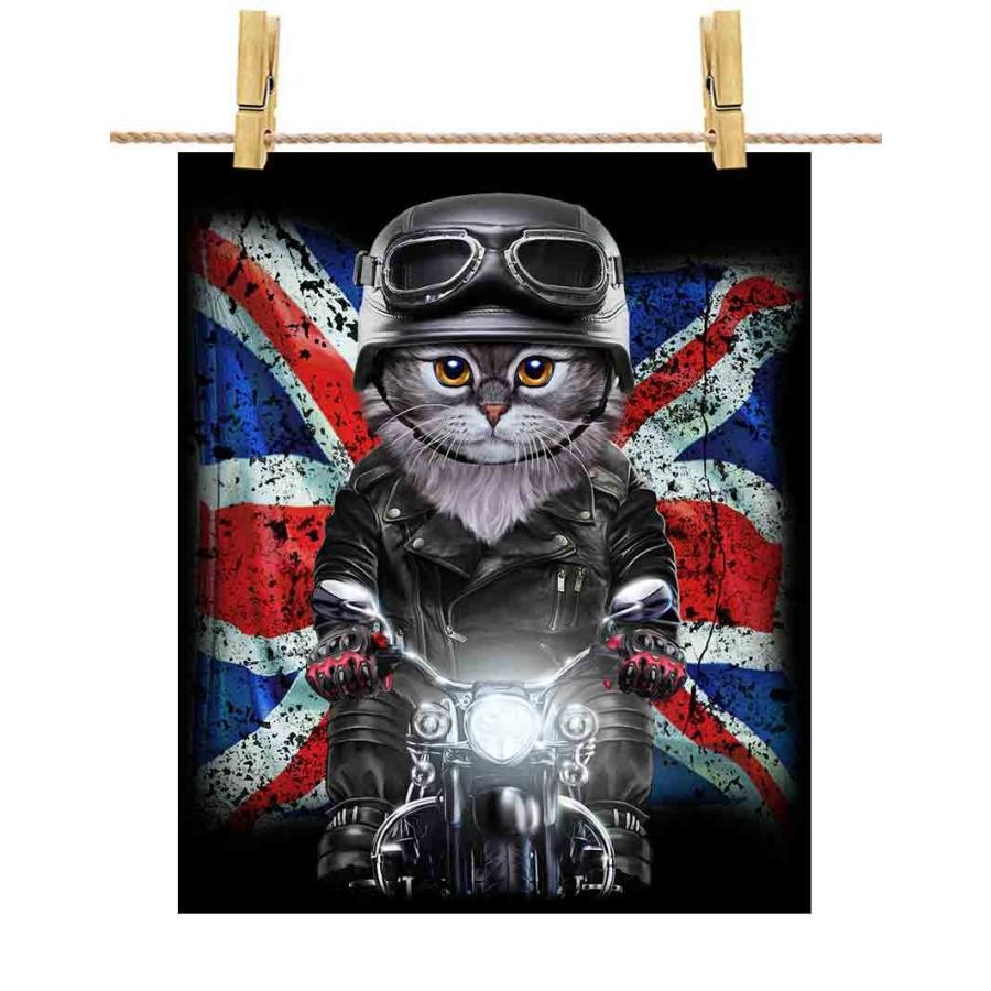 グレー 猫 ねこ バイク イギリス】ポストカード by Fox Republic