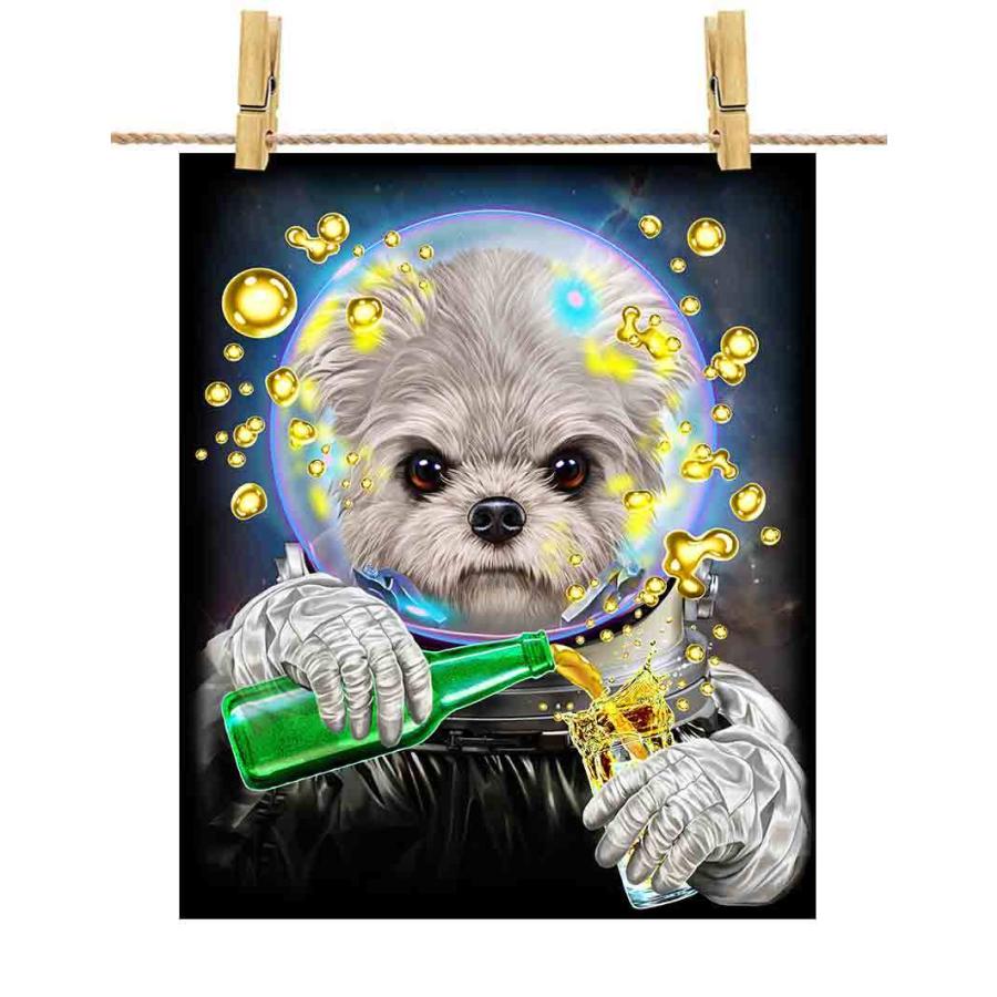 ☆新品☆DOG ポストスタンド マルチーズ シーズー トイプードル ポストカード マルチーズ ホワイト 犬 いぬ 宇宙 飛行士 銀河系