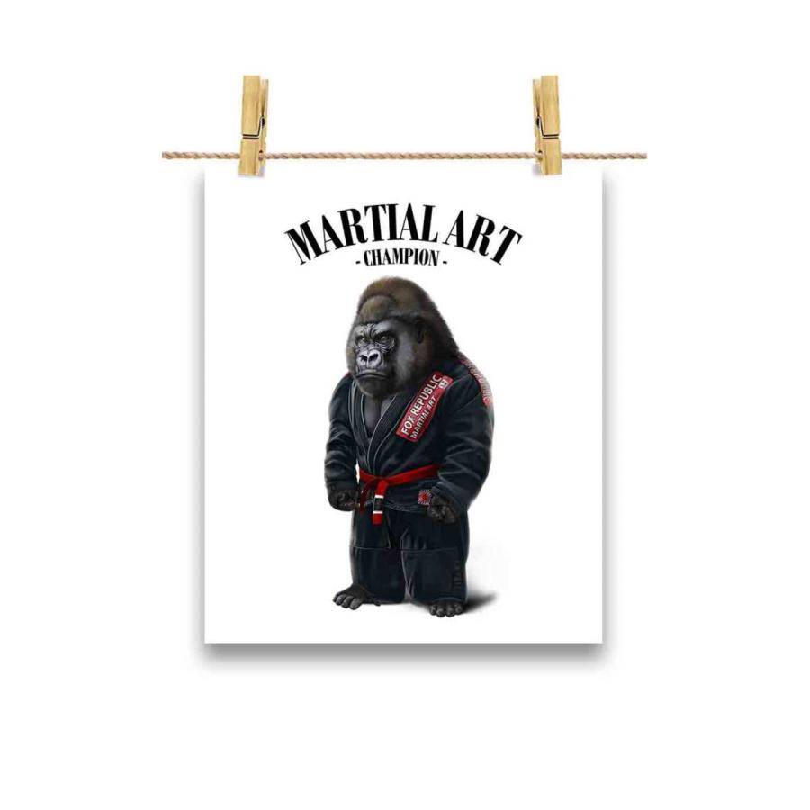 ポストカード ゴリラ 黒い柔道着 師匠 筋トレ チャンピオン by Fox