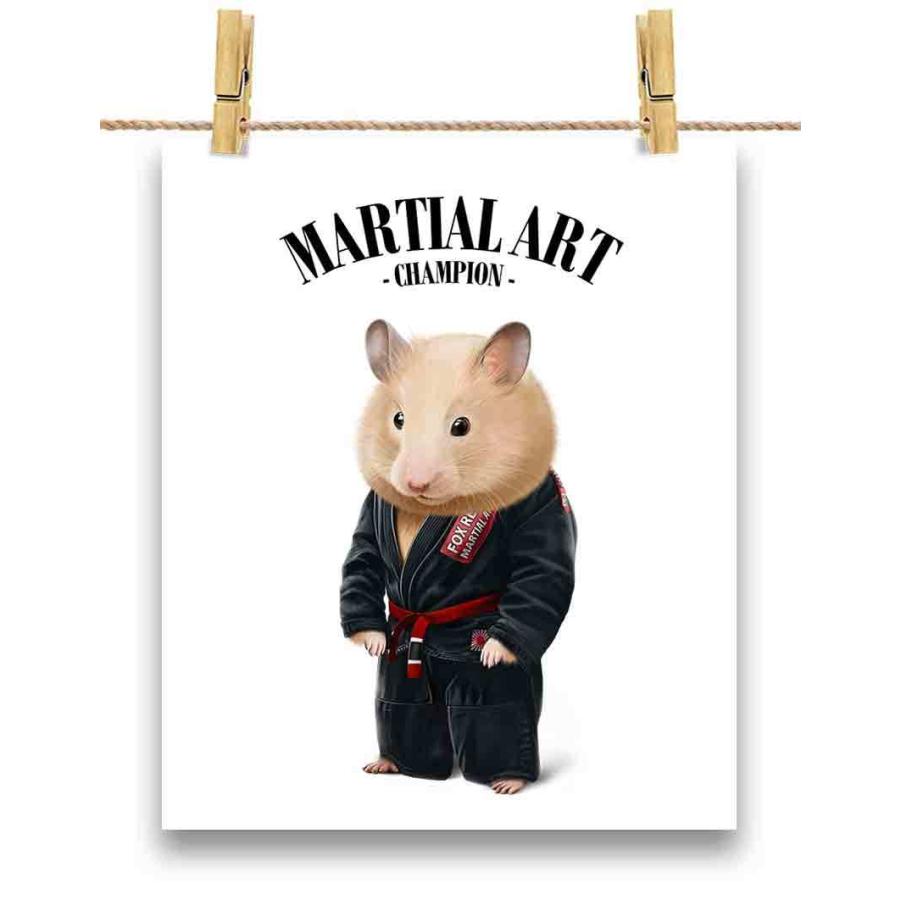 ポストカード ハムスター 黒い柔道着 師匠 筋トレ チャンピオン by Fox