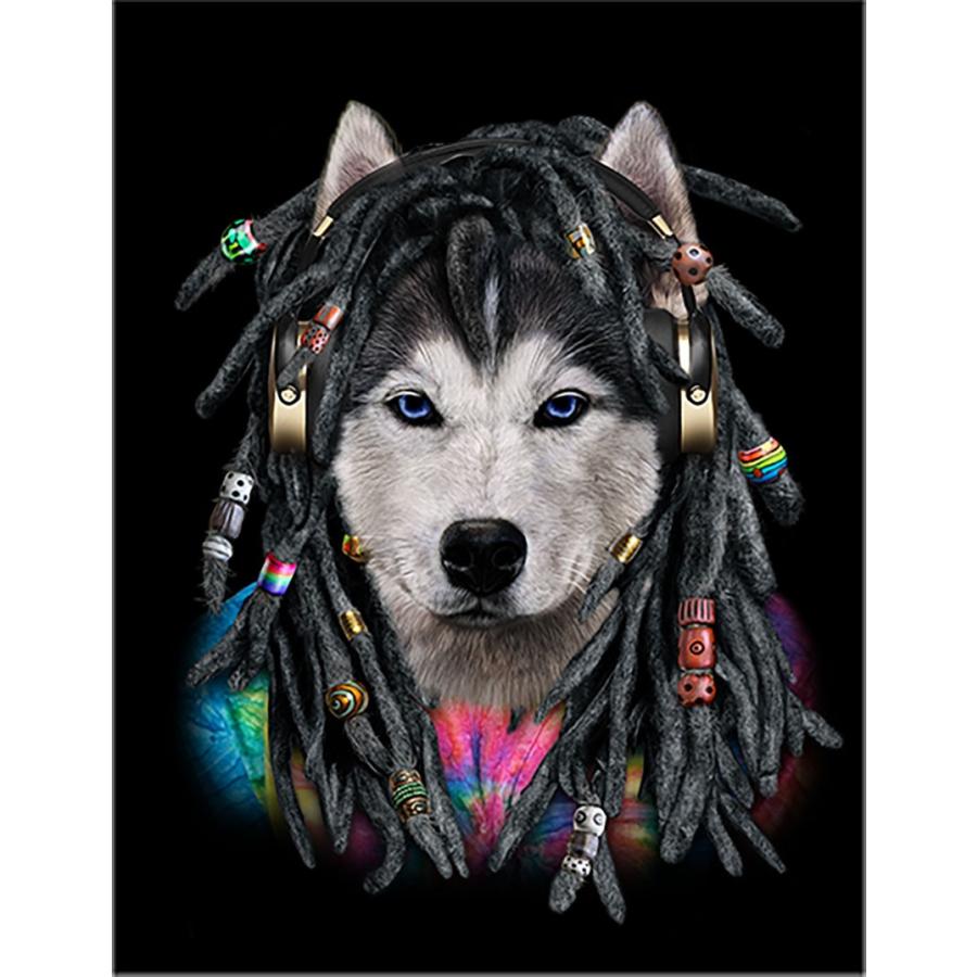 ポストカード ヒップホップ レゲエシベリアンハスキー 犬 いぬ by Fox