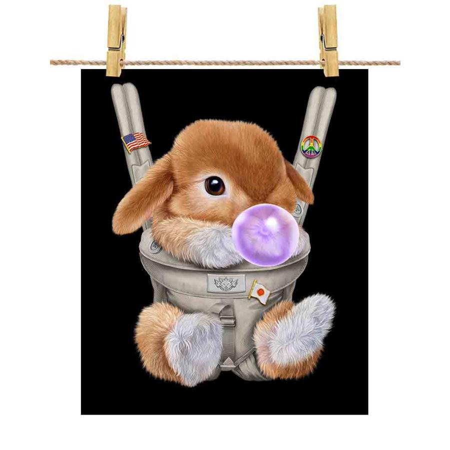 ポストカード 赤毛 兎 うさぎ 抱っこ 抱っこ紐 ガムり by Fox