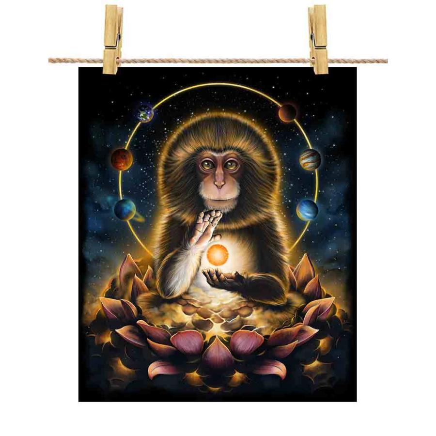 ポスター A1 極楽浄土 天国 蓮の花 宇宙 猿 サル by Fox Republic