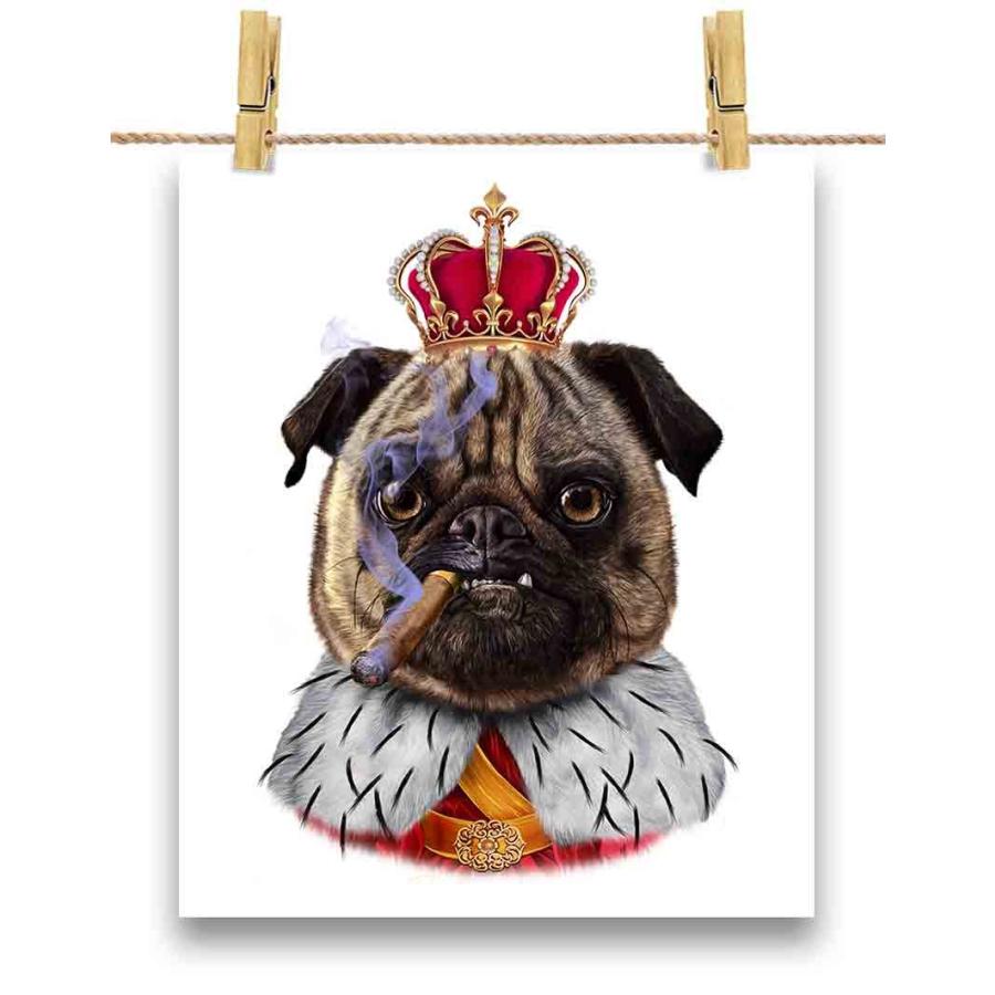 公式サイト 不機嫌なパグ Republic Fox By 王冠 ポスター A1サイズ いぬ 犬 ドッグ ポスター 紙のタイプ 光沢あり 白背景