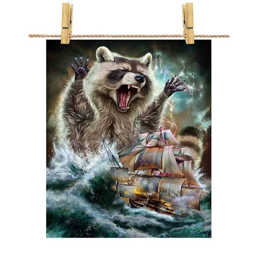 ポスター A2 船を襲う タヌキ 海 雷 嵐 by Fox Republic : FOX