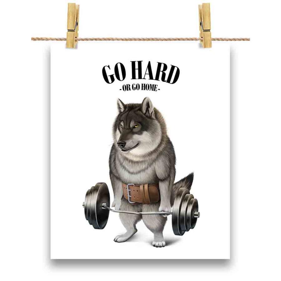 ポスター A2 オオカミ 狼 ボクシング チャンピオン 筋肉 筋トレ by Fox