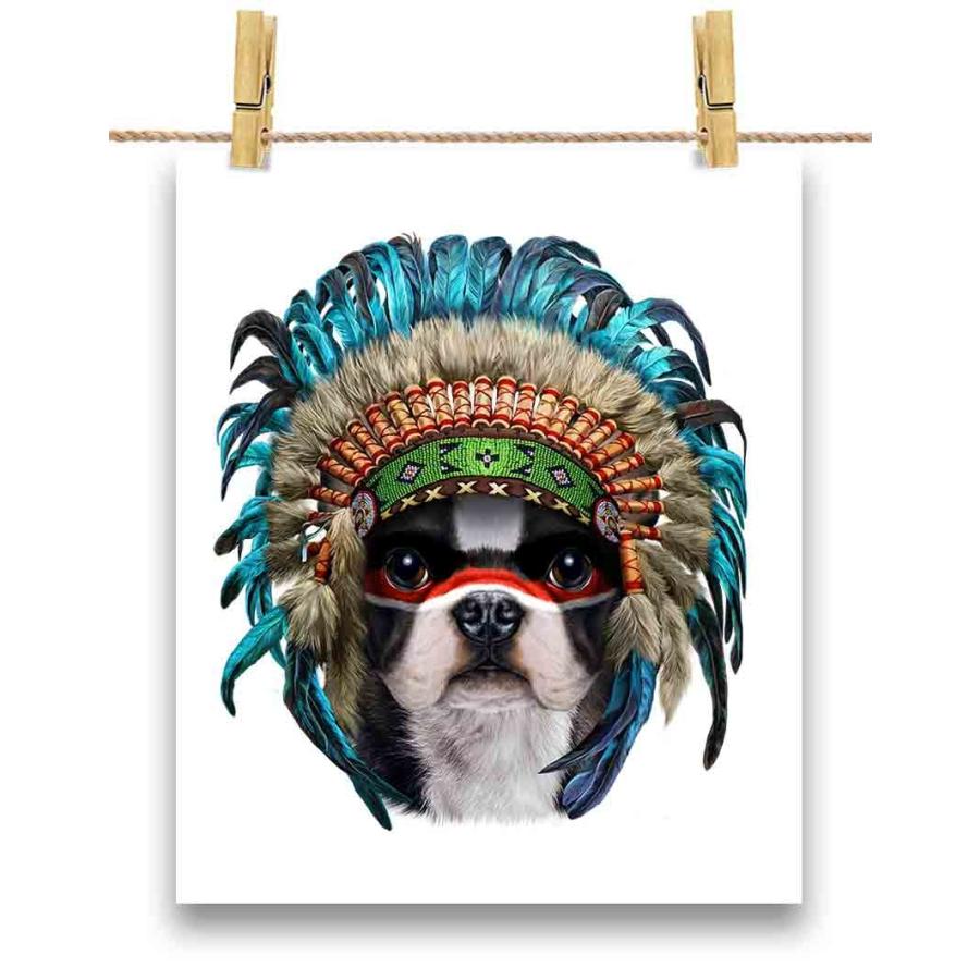 かわいい フレンチブルドッグ ドッグ 犬 いぬ インディアン】ポスター