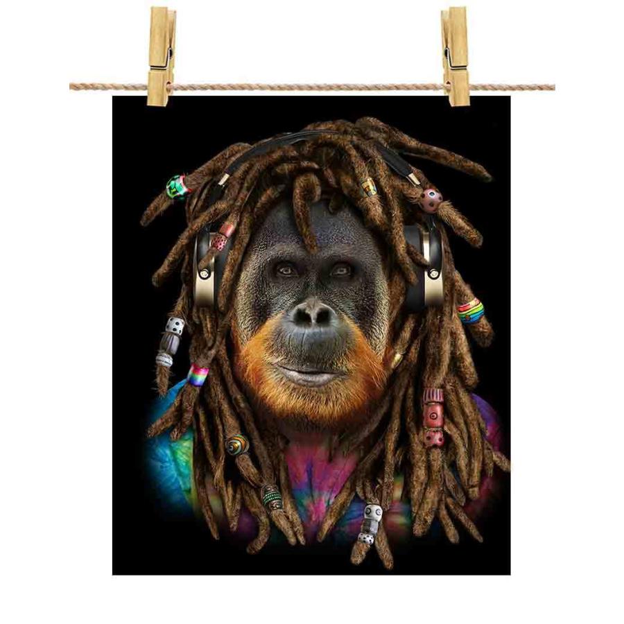 ポスター A3 ヒップホップ レゲエオラウータン by Fox Republic : FOX