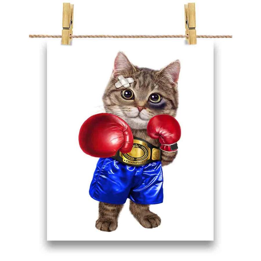 猫 a4 ボクシング をする 猫 ねこ】ポスター A4サイズ by Fox Republic