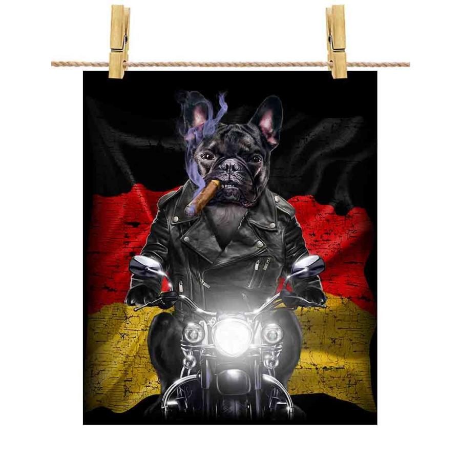 フレンチブルドッグ ドッグ 犬 いぬ バイク ドイツ】ポスター A4サイズ