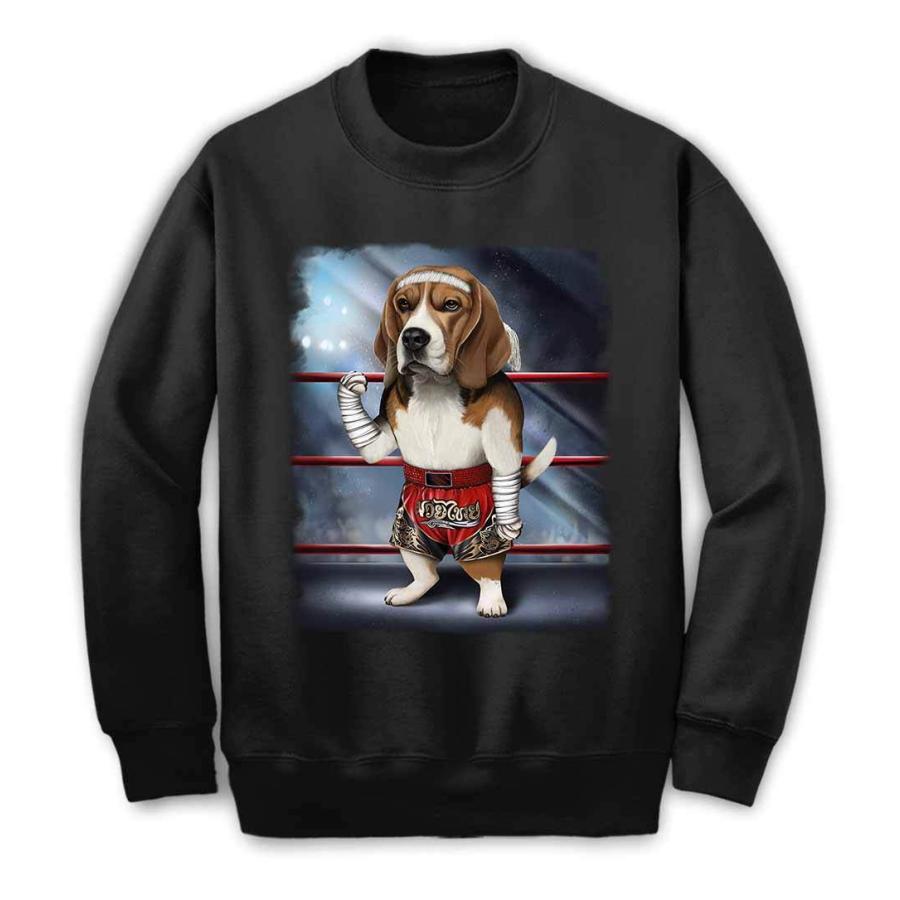 メンズ スウェット トレーナー ビーグル 犬 ムエタイ キックボクシング
