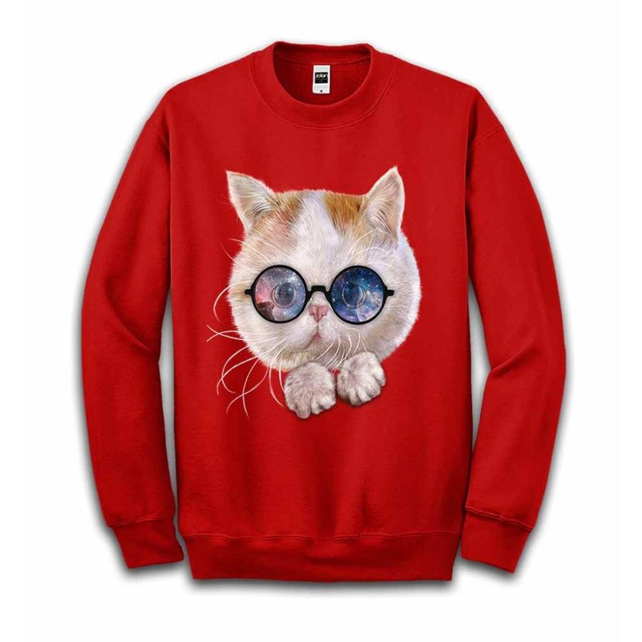 ギャラクシーメガネをかけた太った猫】メンズ スウェット スエット