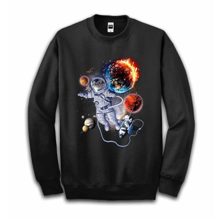 猫 ねこ 宇宙飛行士 メンズ スウェット スエット トレーナー ブラック Sweat Cat35 Fox Republic 通販 Yahoo ショッピング
