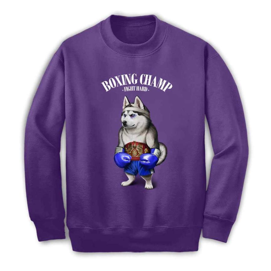 メンズ スウェット トレーナー シベリアンハスキー 犬 いぬ ボクシング