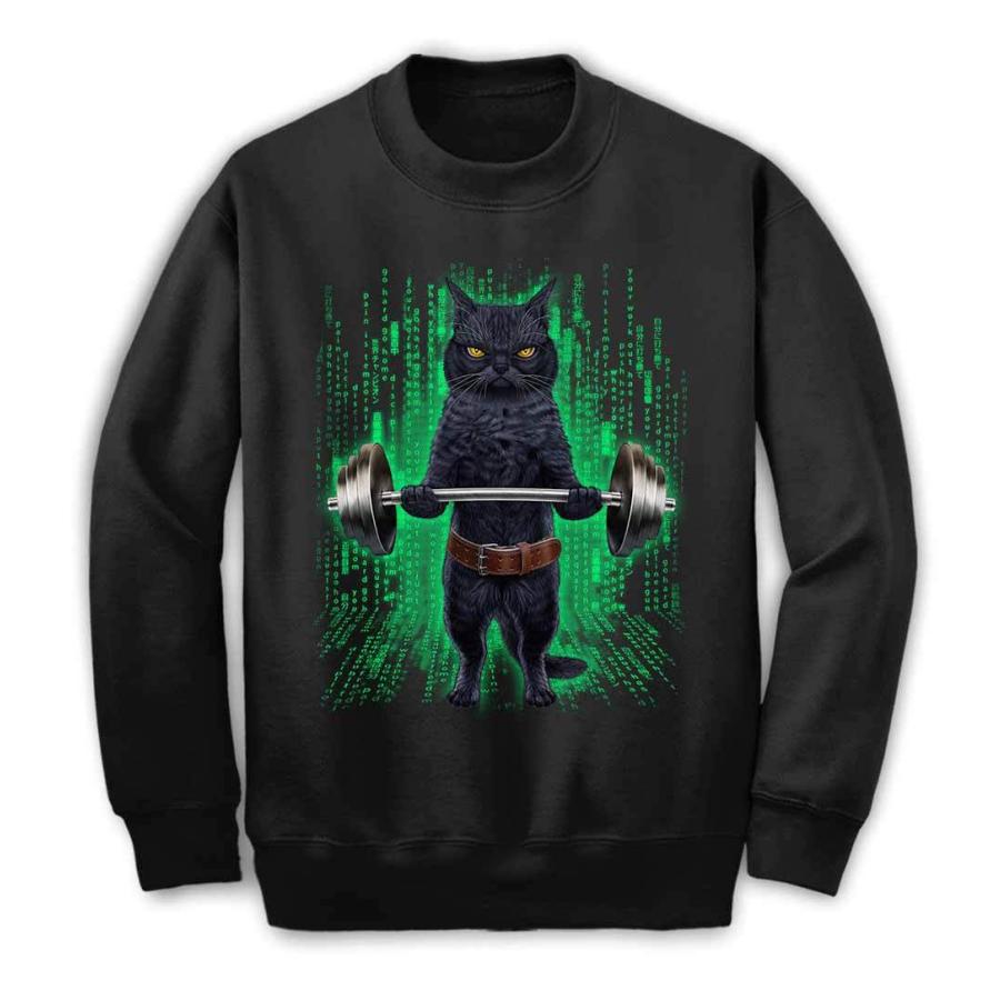 メンズ スウェット スエット トレーナー 筋トレ デジタル 黒猫 ねこ by