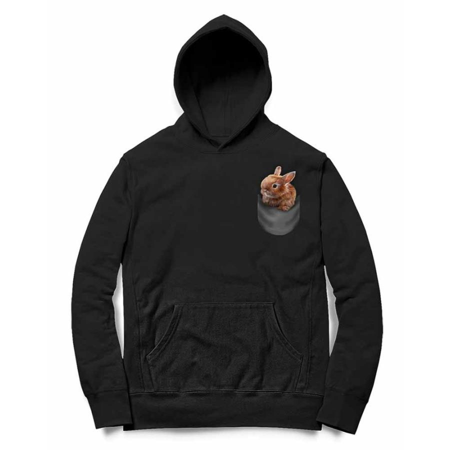 ポケットから顔を出すオレンジの子ウサギ 】メンズ パーカー : FOX