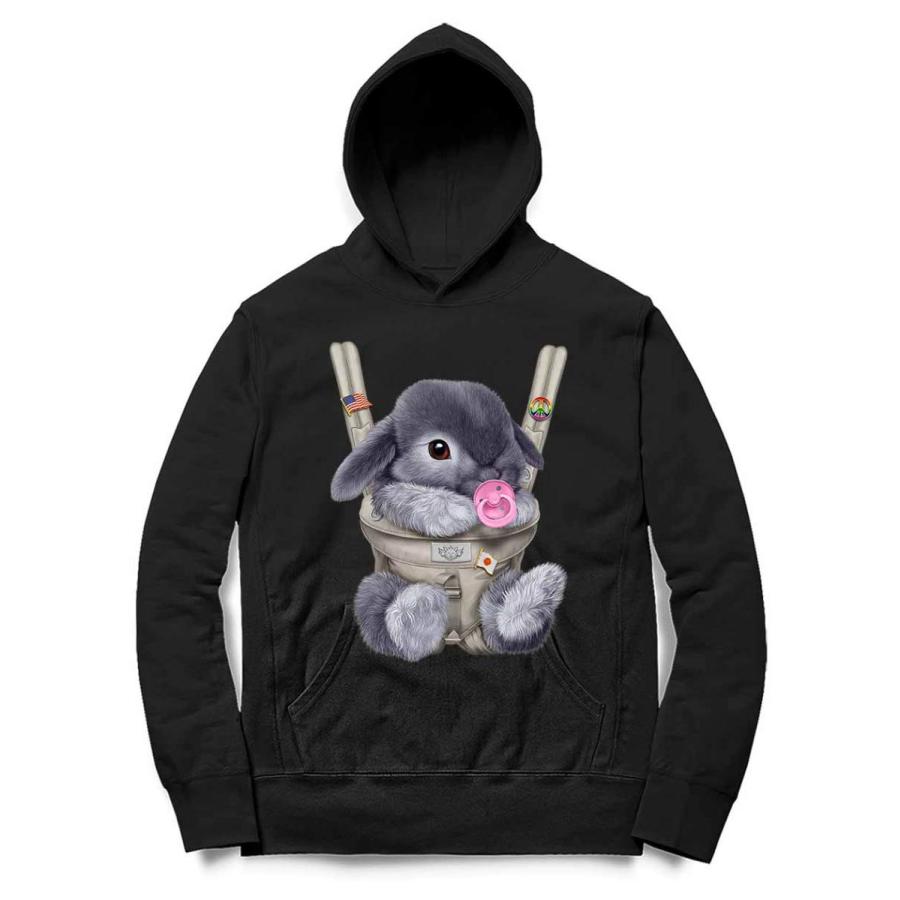 メンズ パーカー グレー 兎 うさぎ 抱っこ 抱っこ紐 おしゃぶりり by