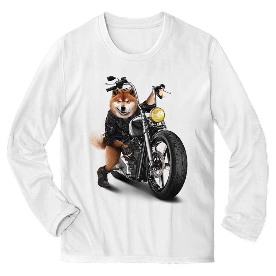 メンズ Tシャツ 長袖 柴犬 いばけん 犬 バイク バイカー by Fox