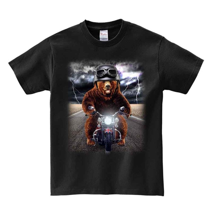 グリズリーベア・クマ・熊・バイク】メンズ 半袖 Tシャツ グリズリーベア・クマ・熊・バイク】メンズ 半袖 Tシャツ
