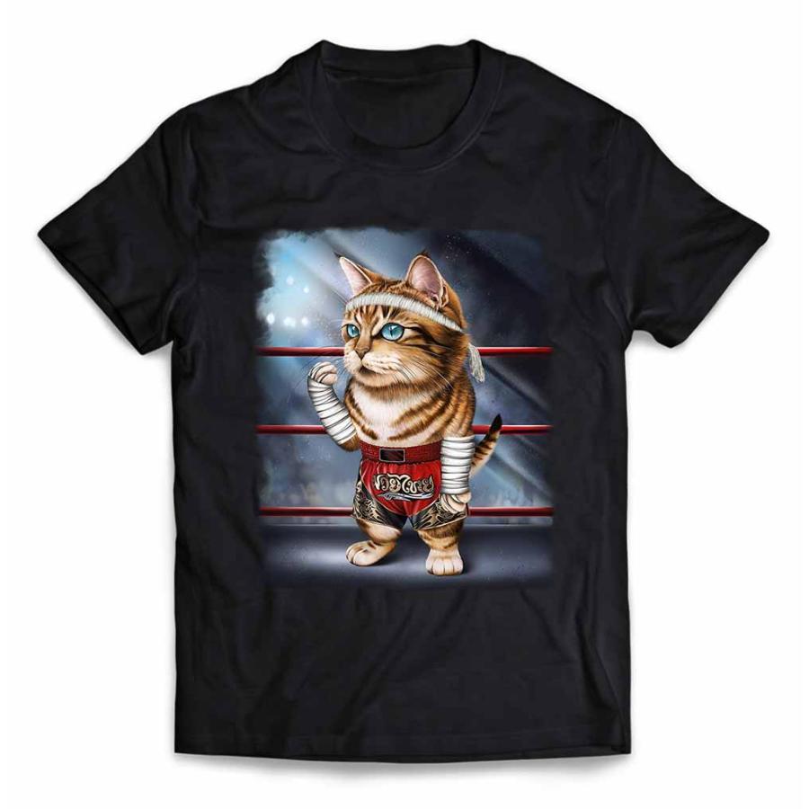メンズ Tシャツ 半袖 茶トラ ねこ 猫 ムエタイ キックボクシング
