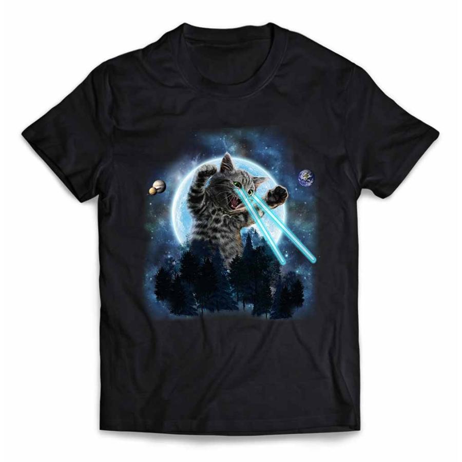猫 ねこ 月 森 ビーム】メンズ 半袖 Tシャツ by Fox Republic : FOX