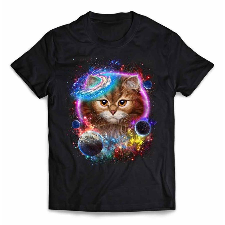三毛猫 オレンジ ねこ 宇宙飛行士 ヘルメット 宇宙】メンズ 半袖 T
