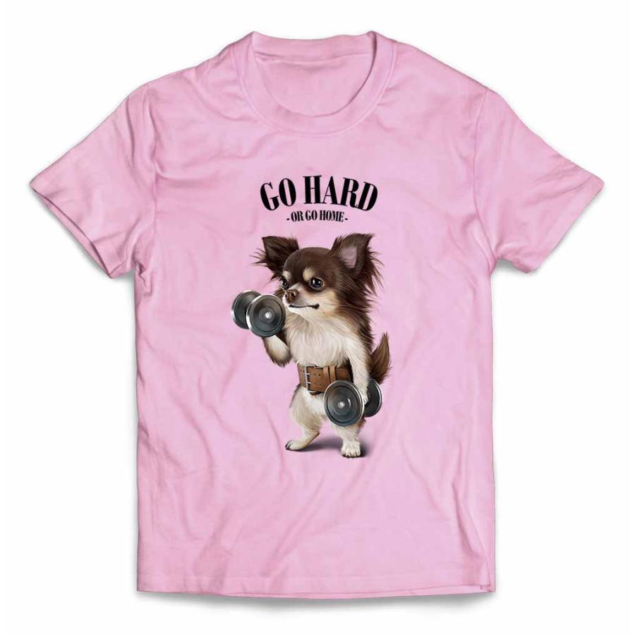 メンズ Tシャツ 半袖 チョコレート チワワ いぬ 犬 ダンベル 筋トレ