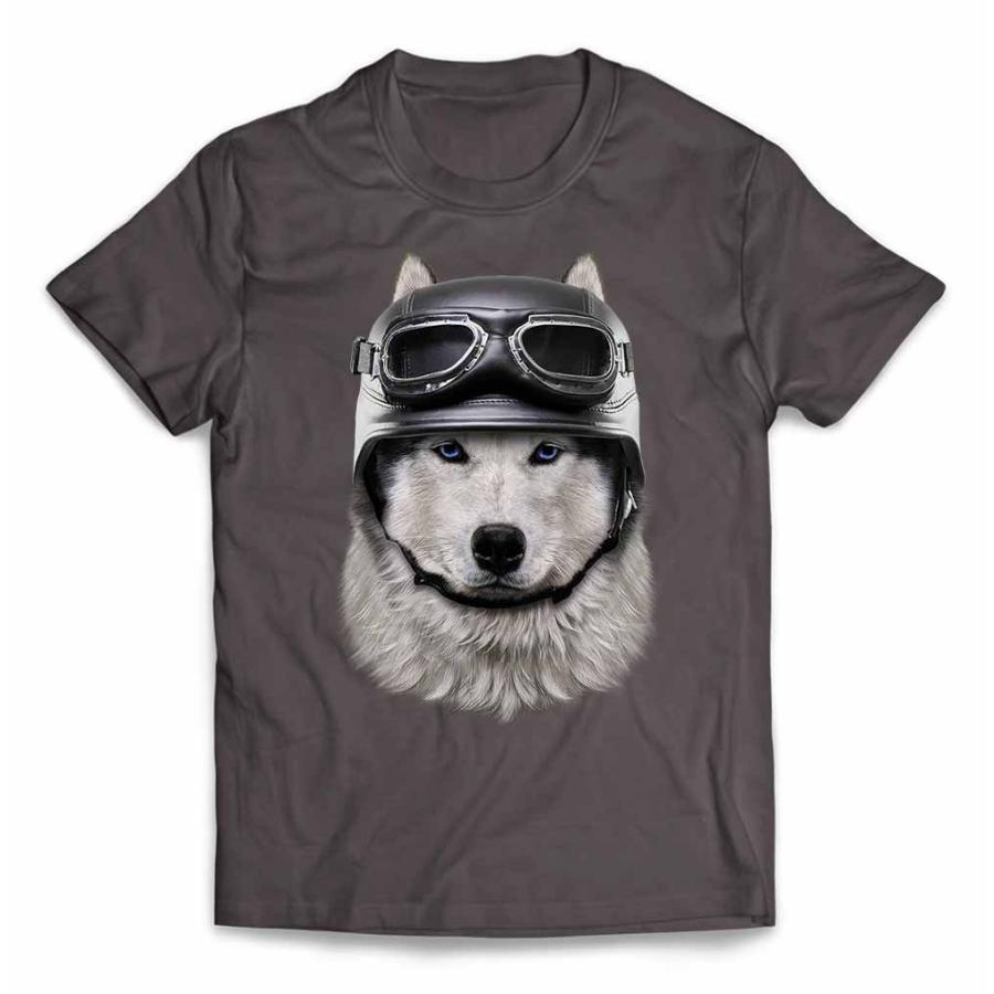 【シベリアンハスキー ドッグ 犬 いぬ ヘルメット】メンズ 半袖 Tシャツ by Fox Republic｜foxrepublic