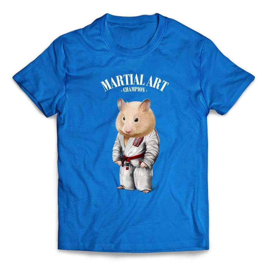 メンズ Tシャツ 半袖 ハムスター 白い柔道着 師匠 筋トレ チャンピオン