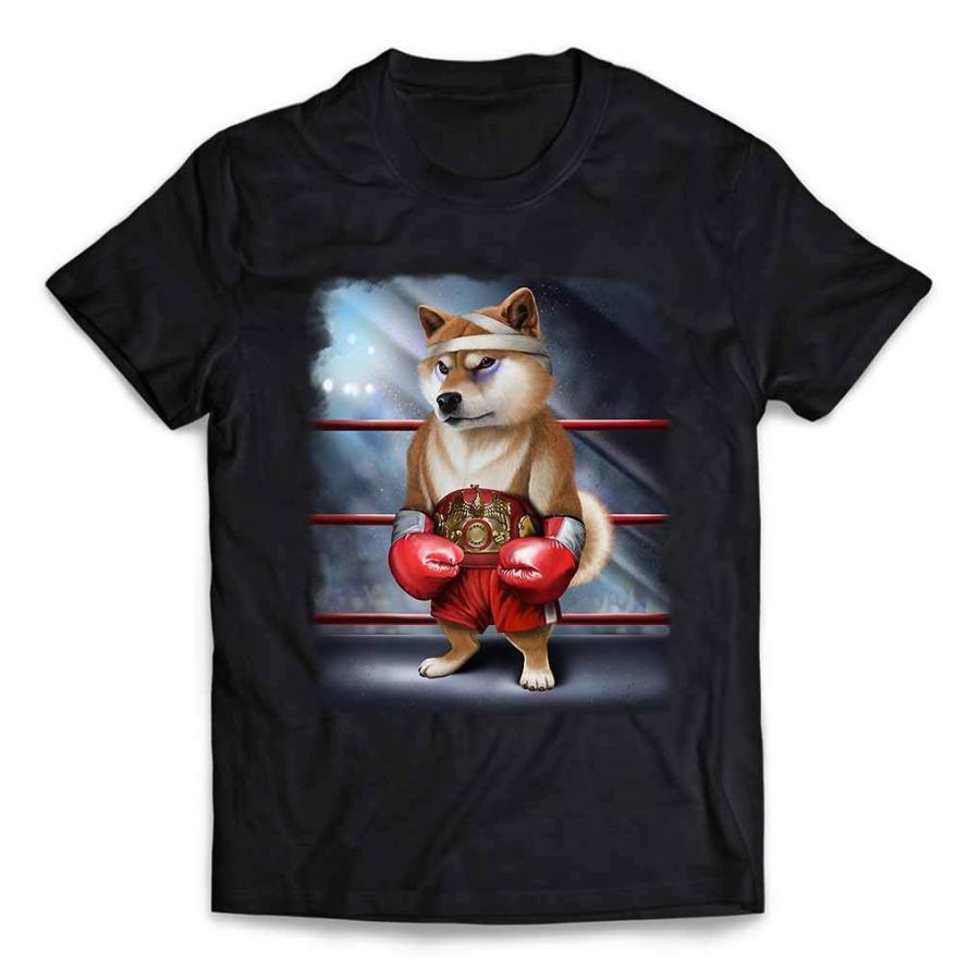 メンズ Tシャツ 半袖 柴犬 しばいぬ ボクシング チャンピオン 筋肉 筋