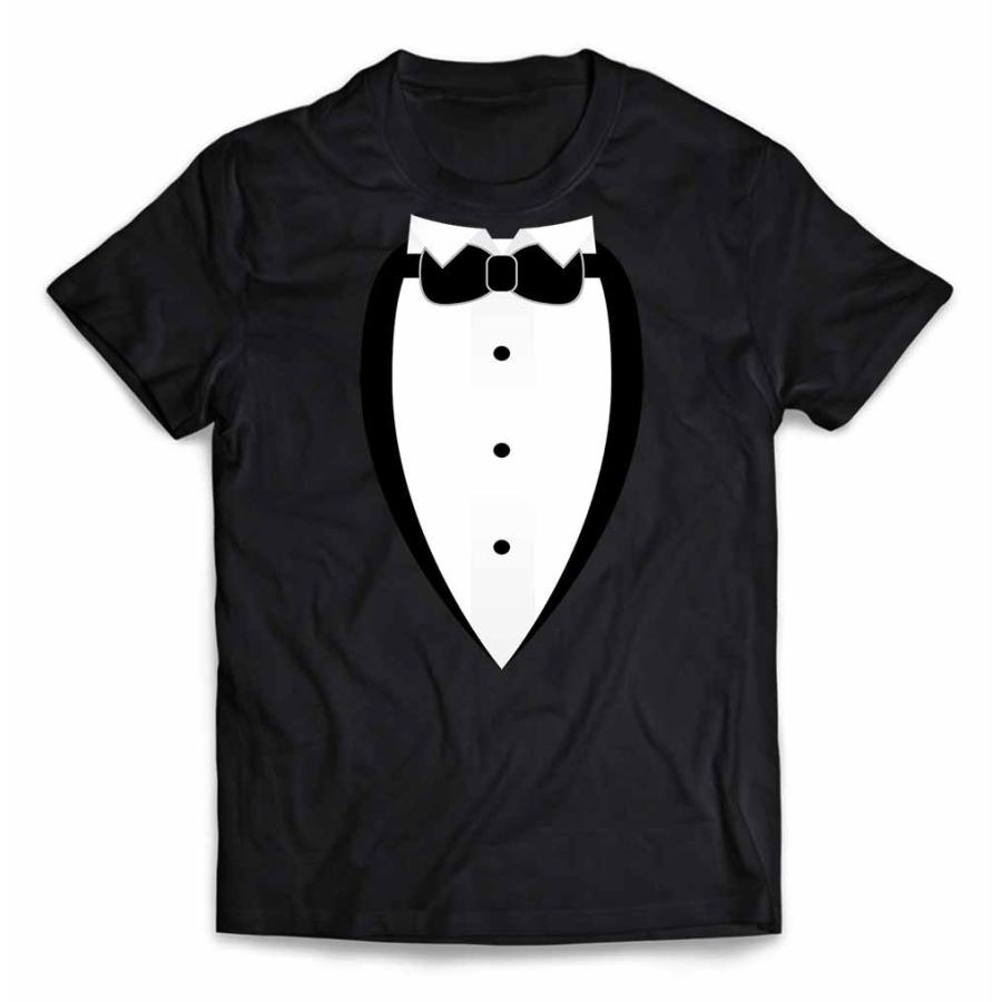 メンズ Tシャツ 半袖 タキシード 蝶ネクタイ スーツ だまし絵