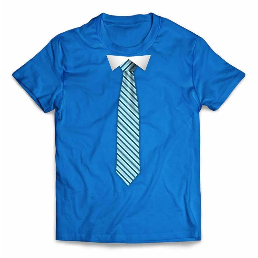 メンズ Tシャツ 半袖 水色ネクタイ スーツ だまし絵 コスチューム by