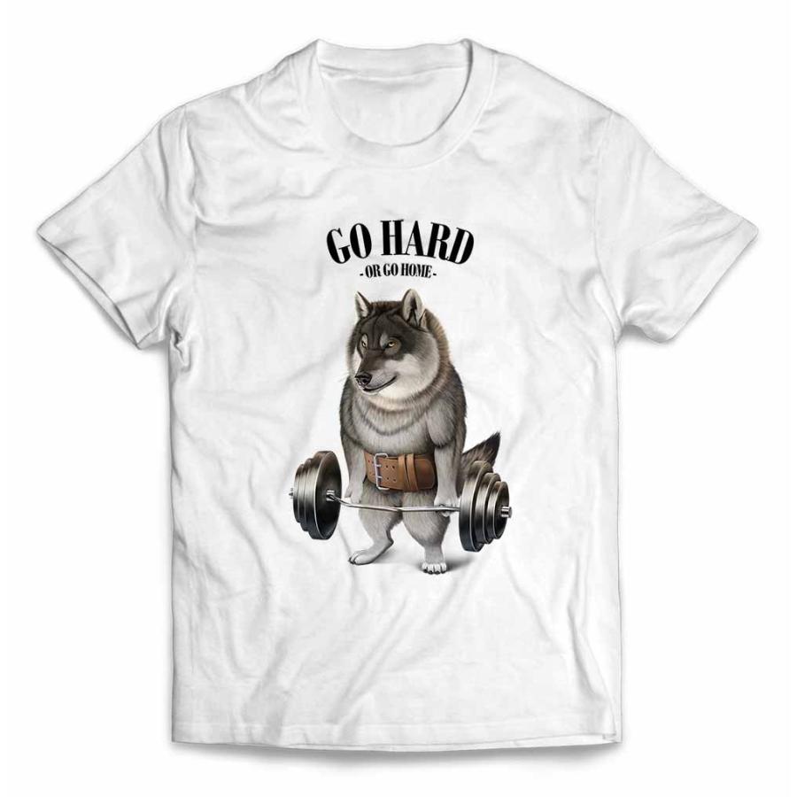 メンズ Tシャツ 半袖 オオカミ 狼 ボクシング チャンピオン 筋肉