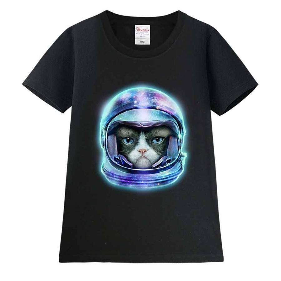 宇宙飛行士 猫 ねこ レディース 半袖 Tシャツ ブラック Omxlir37co Www Familyontour De