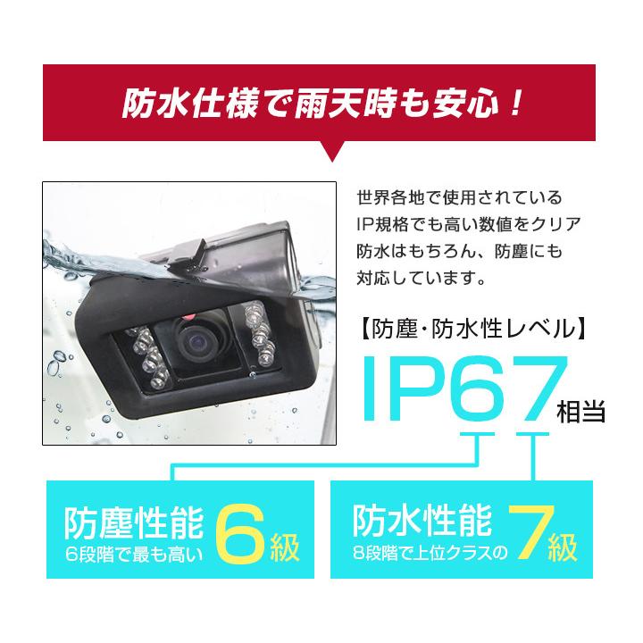 24V対応 防水 小型 バックカメラ モニターカメラ セット CCD 7インチモニタートラック用 トラック 大型 バス ブラック シルバー 【保12】｜fpj-mat｜12