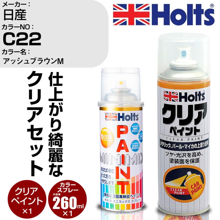 プラカラースプレー　ペイントラック　塗料は付きません Holts（ホルツ） ペイントスプレー 日産 カラー番号 C22 & クリア