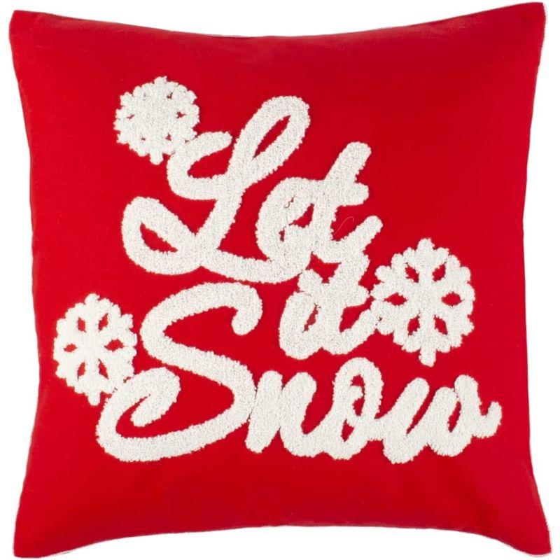 Safavieh Home Collection Let It Snow 赤と白 (18インチ x 18インチ) 枕 