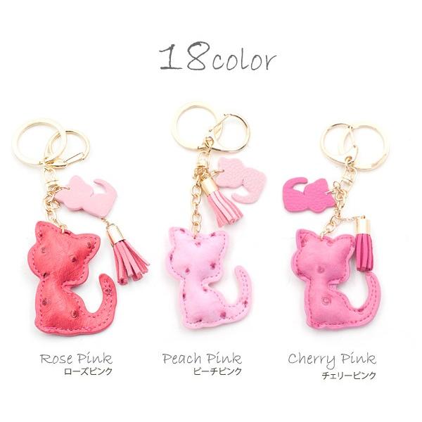 ミニタッセル付 キャットチャーム バッグ チャーム キーホルダー ねこ
