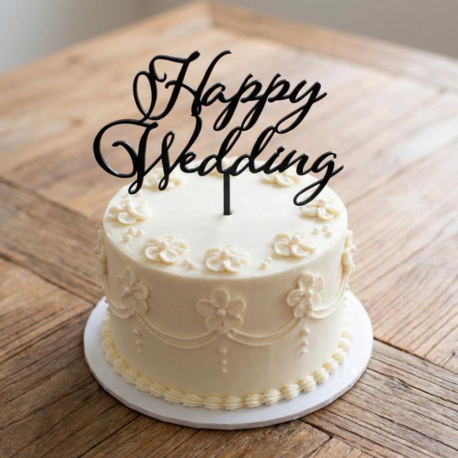 ケーキトッパー Happy Wedding ウェディングケーキ お祝い 結婚式