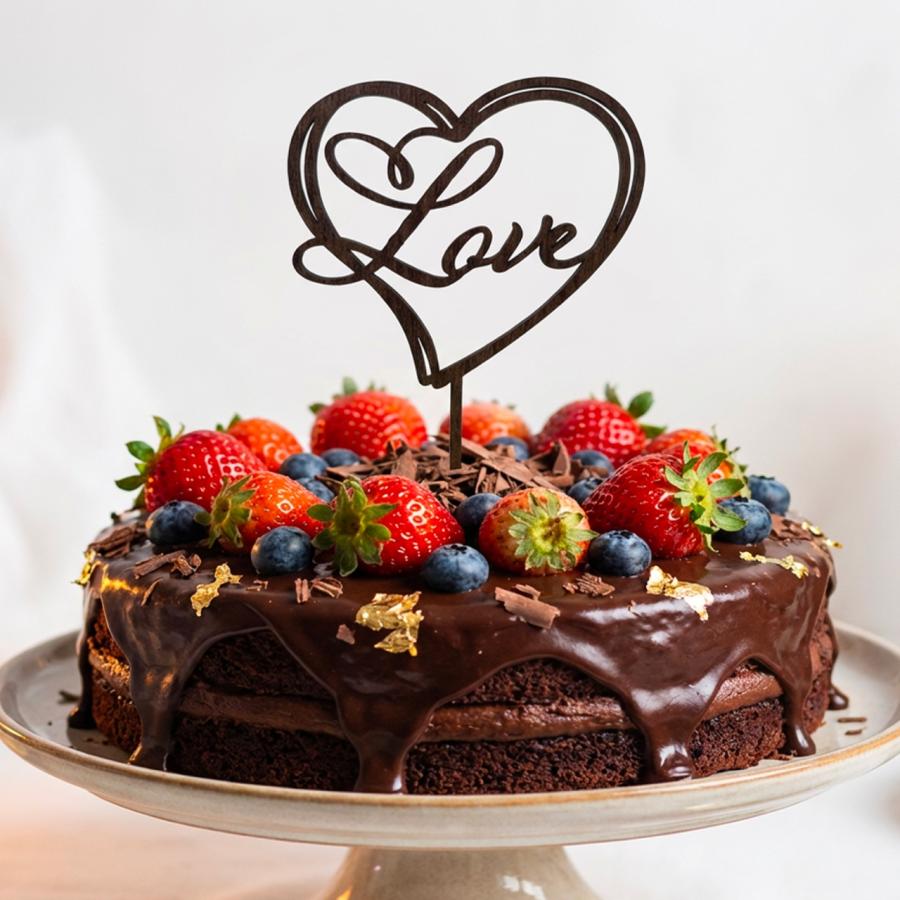 ケーキトッパー Love ハート型 リング型 記念日 誕生日 お祝い 結婚式