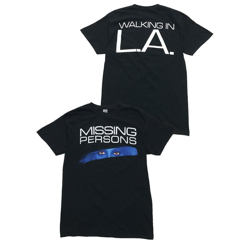 バンドTシャツ MISSING PERSONS / WALKING IN L.A. ミッシング・パーソンズ オフィシャル ロックTシャツ バックプリント　エレクトロ　ポップ 80'S｜fragile