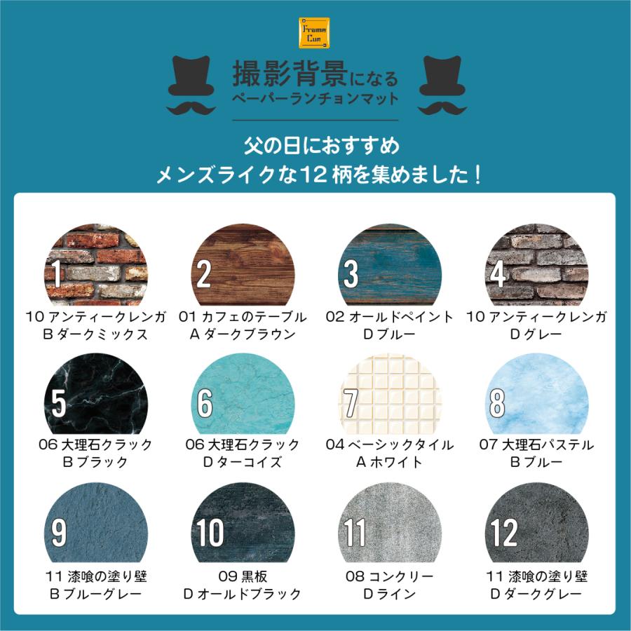 Framecue 季節のお試しセット 父の日おすすめ12柄 12柄 各1枚 撮影背景になるペーパーランチョンマット A3 背景紙 ペーパーランチョンマット 撮影 背景 Pl002 Kisetu06 Father12set Framecueの撮影雑貨店 通販 Yahoo ショッピング