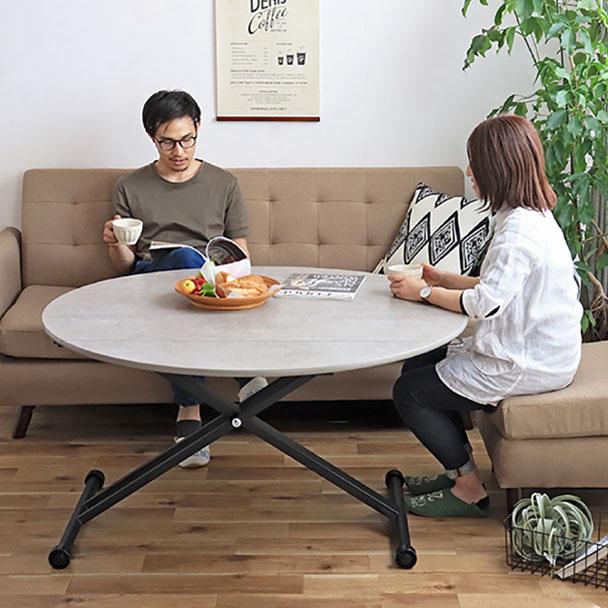 【PT+5%】ダイニングテーブル 2人 4人 丸 丸型 120cm 120 昇降 折りたたみ キャスター おしゃれ 変形 アイルス_15