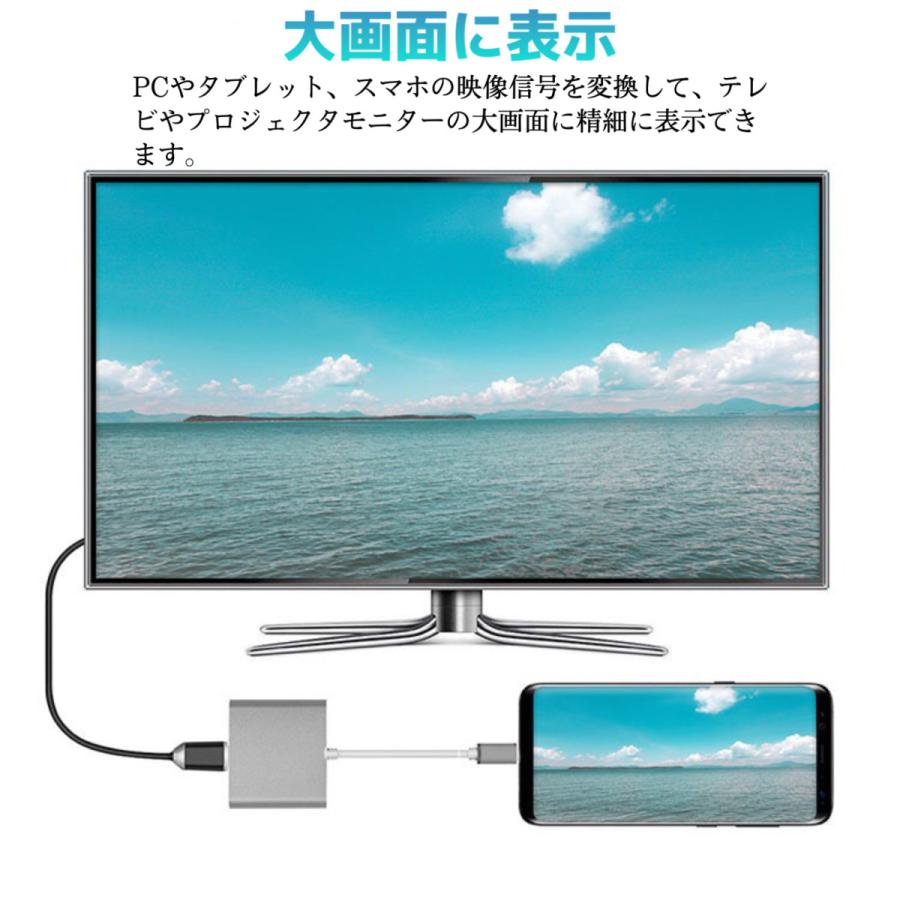 Type-C HDMI USB 変換ケーブル Type C HDMI 変換アダプター 4k解像度 高画質 スマホ テレビ 接続 ケーブル MacBook/Galaxy対応｜francekids｜07