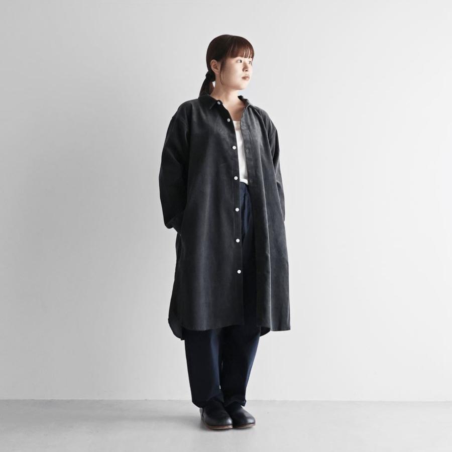 HUIS ハウス シャトルコーデュロイロングシャツ 細畝・ダークグレー 