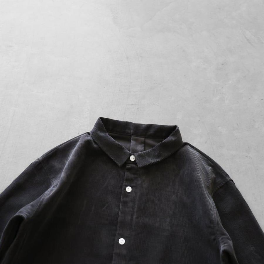 HUIS ハウス シャトルコーデュロイロングシャツ 細畝・ダークグレー 