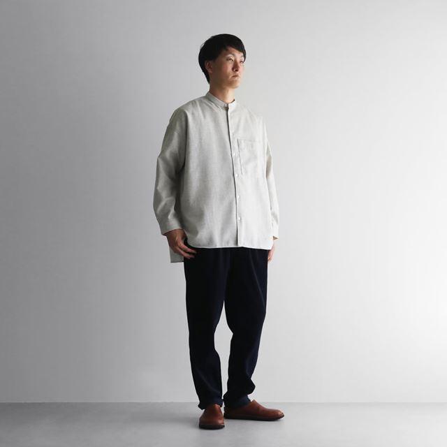 HUIS ハウス HUIS×尾州 ウールトロバンドカラーオーバーシャツ ライト