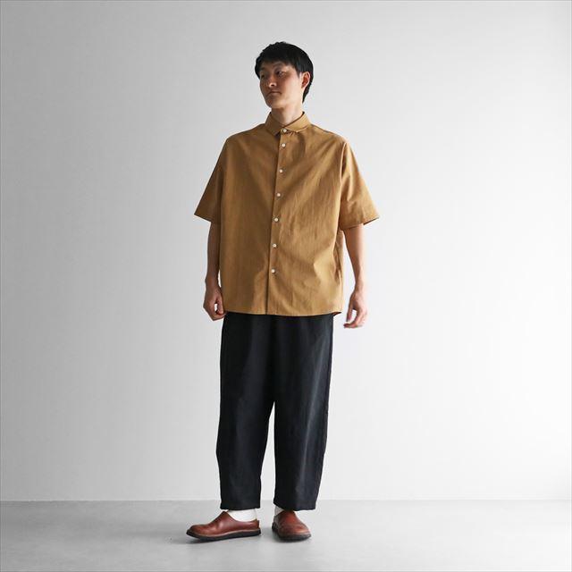 HUIS ハウス やわらかコットンシームレス半袖オーバーシャツ ブラウン 
